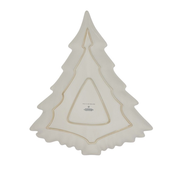 POTTERY BARN Holiday Tree Stoneware Serving platter Cream Collectible Like new - Picture 5 of 12